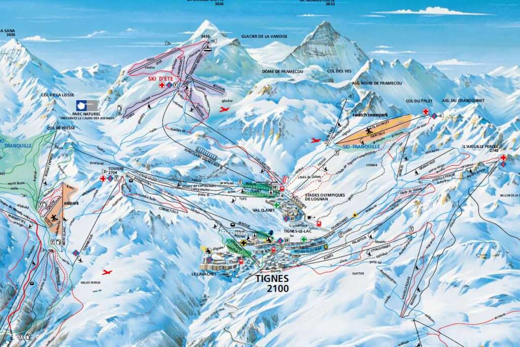 Mountain Ski Transfer from Turin airport TRN to Tignes Map Northern Alps - Savoie France